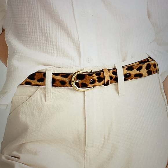 J. Crew Accessories - J. Crew leopard print on real dyed calf hair leather belt Size Small EUC